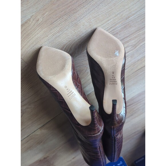 Schutz Maryana Crocodile Embossed Leather Stiletto Heel Boots Womens 8.5 - Picture 13 of 13